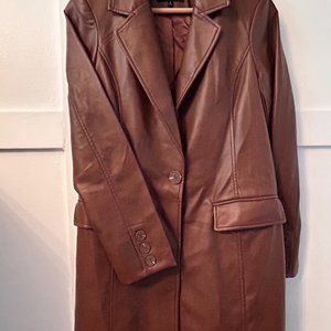 Avec Les Fillies Brown Faux Leather Lined Jacket - Small